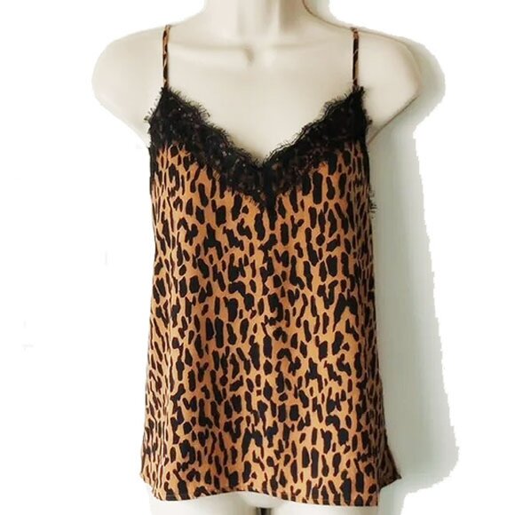BP Eyelash Lace Trim Camisole L Black Tan Leopard - 50off3 - Picture 2 of 10